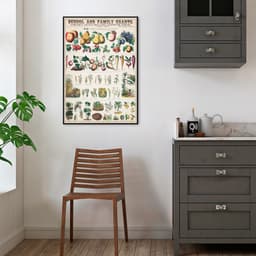 Quadro Vintage Botânica Alimentos 60x43 Filete Preto
