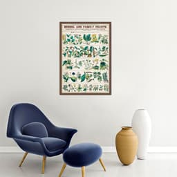 Quadro Vintage Botânica Flores e Plantas 86x60 Caixa Marrom