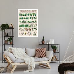 Quadro Vintage Botânica Folhas e Plantas 100x70 Caixa Branco