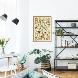 Quadro Vintage Cogumelos 86x60 Filete Marrom