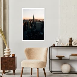Quadro Visão Aérea Prédios New York 43x30 Caixa Branco