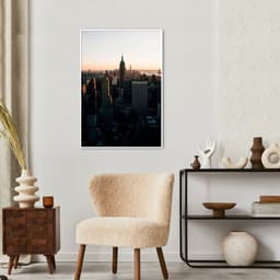 Quadro Visão Aérea Prédios New York 43x30 Filete Branco