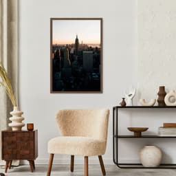 Quadro Visão Aérea Prédios New York 60x43 Caixa Marrom