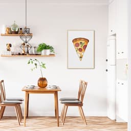 Quadro White Chalk Fatia de Pizza 100x70 Filete Marfim