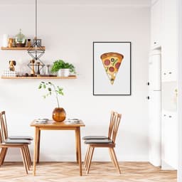 Quadro White Chalk Fatia de Pizza 43x30 Filete Preto