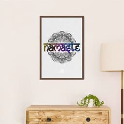Quadro Yoga Namaste 43x30 Caixa Marrom