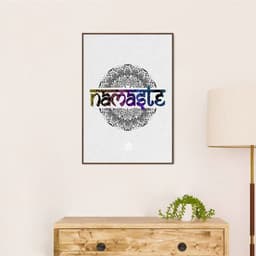 Quadro Yoga Namaste 60x43 Filete Marrom