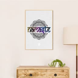 Quadro Yoga Namaste 86x60 Filete Marfim