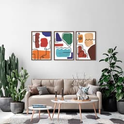 Quadros Contemporâneos Cores 133x60 3-60x43 Caixa Marrom