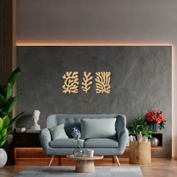 Quadros Esculturas de Parede Matisse Leafs 100x219 Areia