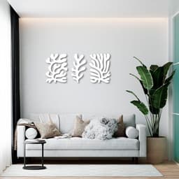 Quadros Esculturas de Parede Matisse Leafs 100x219 Branco