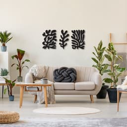 Quadros Esculturas de Parede Matisse Leafs 100x219 Preto