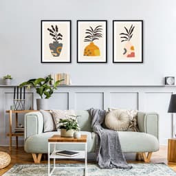 Quadros Vasos Boho Colors 94x43 3-45x30 Caixa Preto