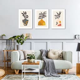 Quadros Vasos Boho Colors 94x43 3-45x30 Sem Moldura