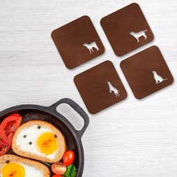 kit 4 Descanso de panela resistente calor Cão 15cm Marrom