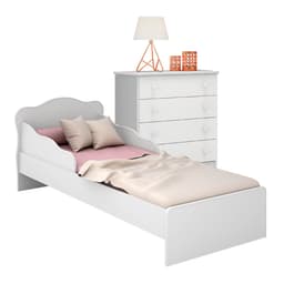 Gaveteiro e Mini Cama Infantil Edmonton Branco Branco