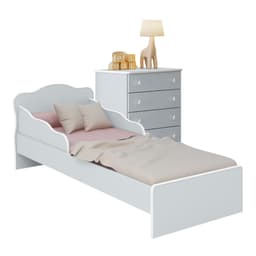 Gaveteiro e Mini Cama Infantil Edmonton Cinza Acetinado