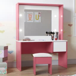 Penteadeira Infantil Barranquilla Branco/Rosa