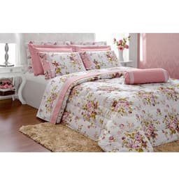 Edredom Queen 200 fios Passione Rosa Casaborda 6 peças