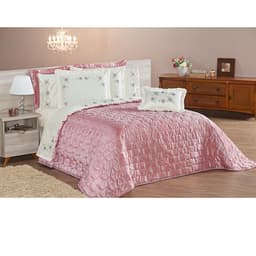 Kit Cobre Leito Queen Vivara Rosê Casaborda 5 peças