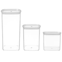 Jogo 3 Potes Plásticos 800ml 1,4L 2L Porta Mantimentos Massas Grãos Cinquetti