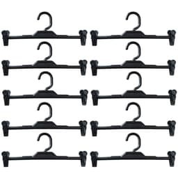 Kit 10 Cabides com Presilha Preto Plástico para Saias Bermud