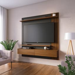 Painel de TV até 65 Polegadas Juriti Noce Milano e Preto