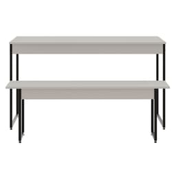 Conjunto de Mesa de Jantar com Banco Studio Branco Chess e Preto