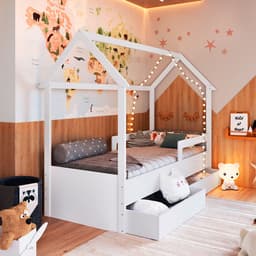 Cama Infantil Montessoriana Miney 2 Gavetas Branco