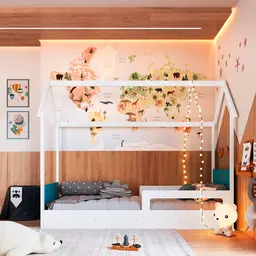 Cama Infantil Montessoriana Miney Branco e Azul