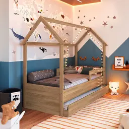 Cama Infantil Montessoriana com Cama Auxiliar Miney Aveiro