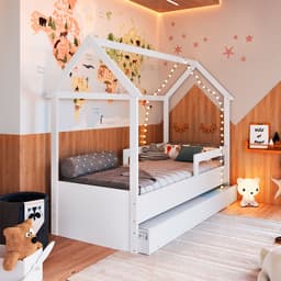 Cama Infantil Montessoriana com Cama Auxiliar Miney Branco