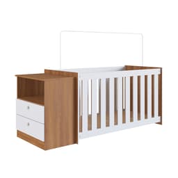 Conjunto de Berço com Cômoda Aconchego 2 GV Branco e Nogal
