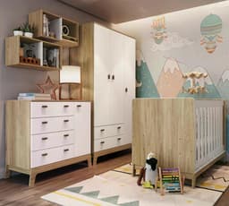 Quarto Infantil 5 Peças Favo de Mel FM036 Itapua Branco Completa Moveis