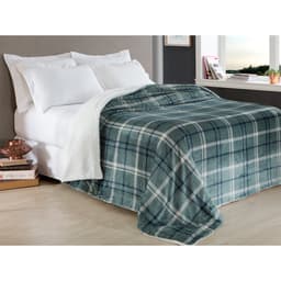 Manta Escócia Queen Xadrez Azul Home Design Corttex