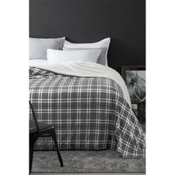 Manta Escócia Queen Xadrez Cinza Home Design Corttex