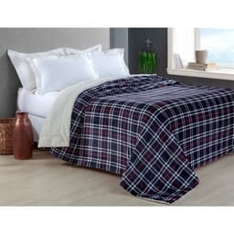 Manta Escócia Queen Xadrez Marinho Home Design Corttex