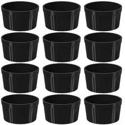 12 Ramekins Pretos Canelados 200ml Polipropileno Molheira Bo