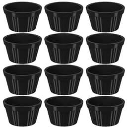 Conjunto 12 Ramekins Pretos Canelados 90ml Potes Bowls Peque