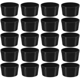 Conjunto 20 Ramekins Plástico Pretos Canelados 200ml Pote Mo
