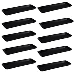 Kit 10 Petisqueiras Retangulares Prato Porta Petisco Grande Preto