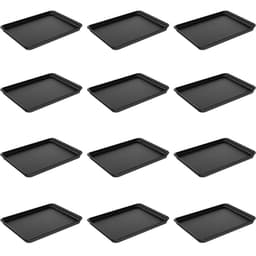 Kit 12 Bandejas Plásticas Servir Coza 32x23cm Preto Restaurante A4 Fast Food Lanchonete Bar