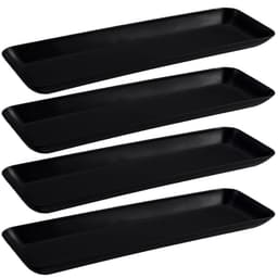 Kit 4 Petisqueiras Retangulares Prato De Petisco Coza Grande Preto