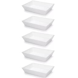 Kit 5 Travessas Retangulares 2,2L Brancas Salada Sobremesa P