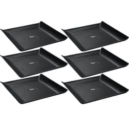 Kit 6 Bandejas Quadradas Preta 20,6cm Prato Cosy Petiscos Sa