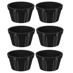 Kit 6 Ramekins Canelado Preto 60ml Molheira 6,5x3,5cm Servir