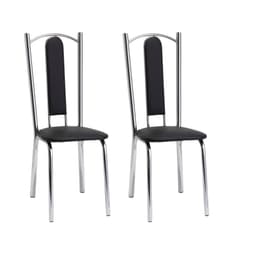 Conjunto com 2 Cadeiras Carla Cromado e Preto