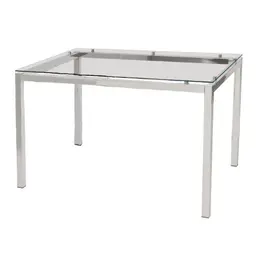 Mesa de Jantar Retangular com Tampo de Vidro Tube Cromada 120 cm