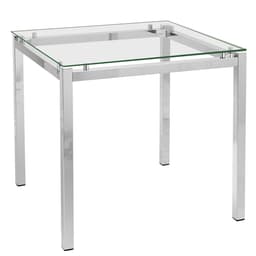 Mesa de Jantar Retangular com Tampo de Vidro Tube Cromada 80 cm