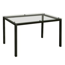 Mesa de Jantar Retangular com Tampo de Vidro Tube Preta 120 cm